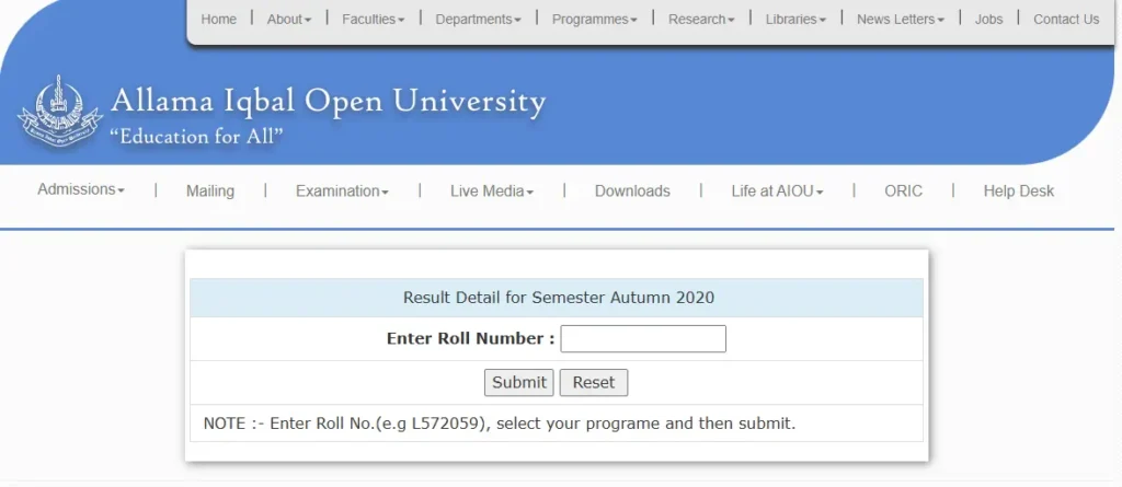 aiou result 5 previous result 2