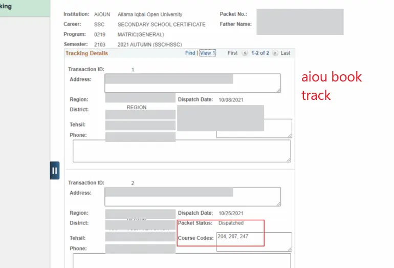 AIOU Books Tracking 2024 | Books Dispatch Status & Information 3 book dispatch date 1 1